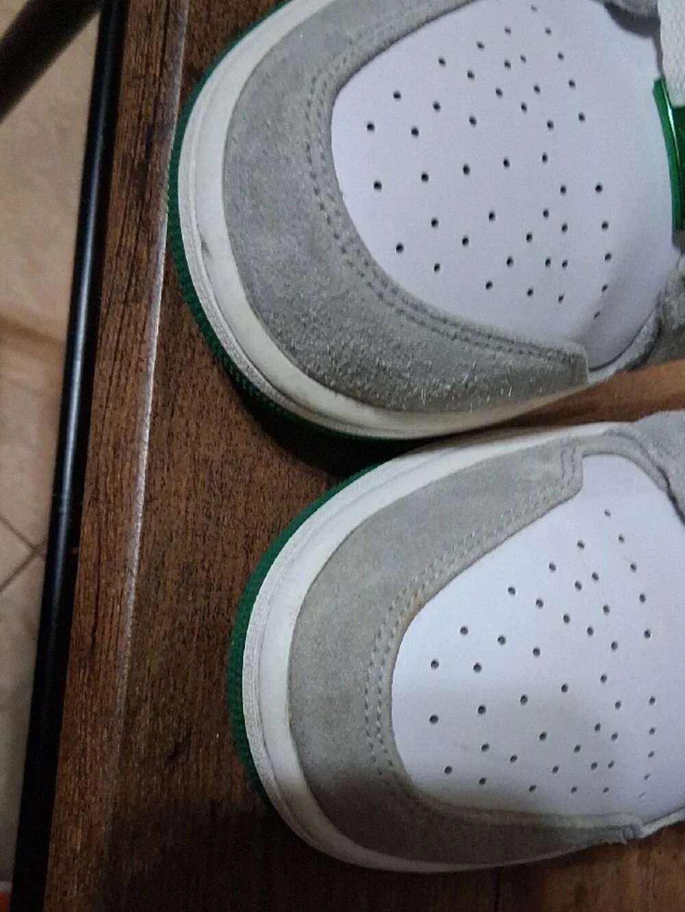 Jordan Mid-Top Sneakers in White, Green & Gray